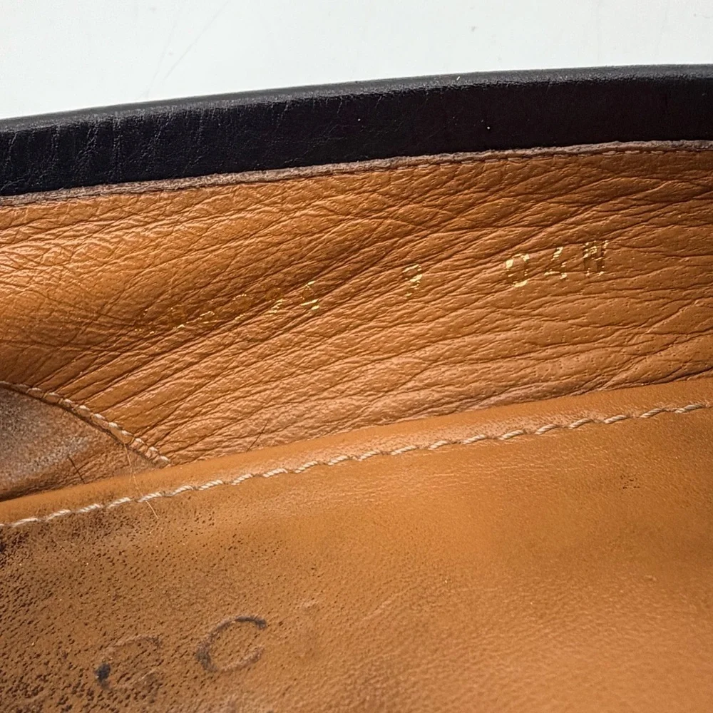 GUCCI Black Leather Horsebit Classic Mens 9 Dress Shoes Loafers FLAWS